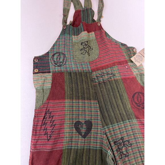 Offical Grateful Dead Patchork Overall Bib Shorts Women's M Hippie Boho Festival - Picture 12 of 14